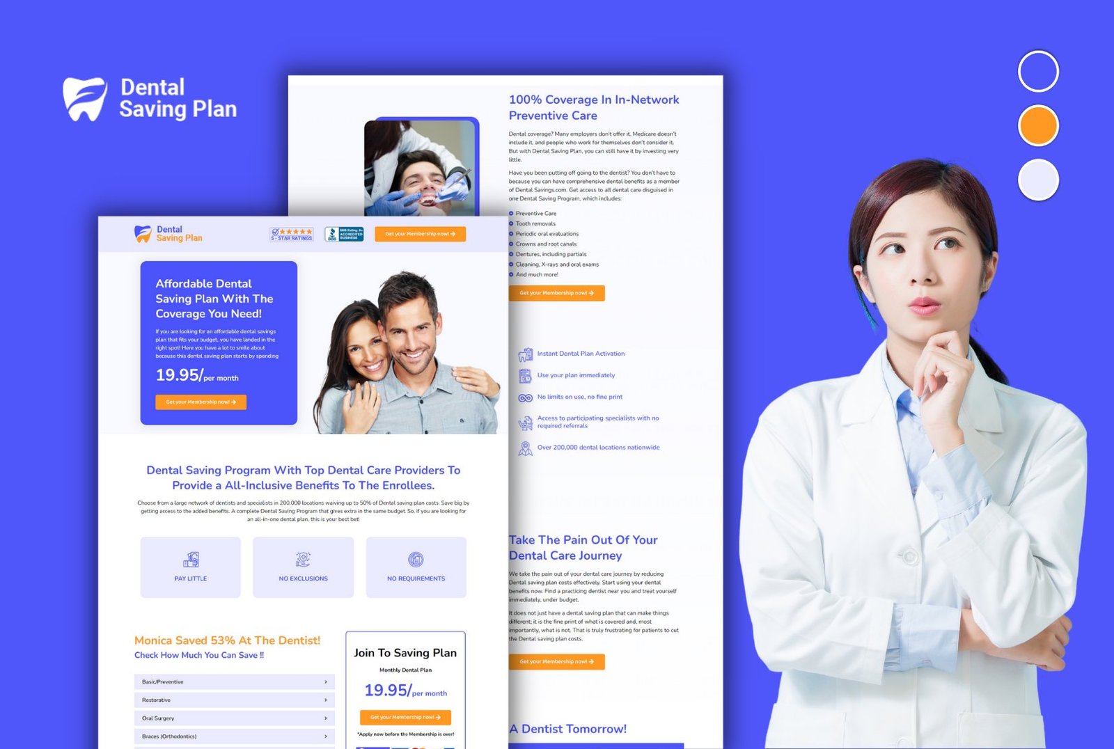 dental saving plan web design